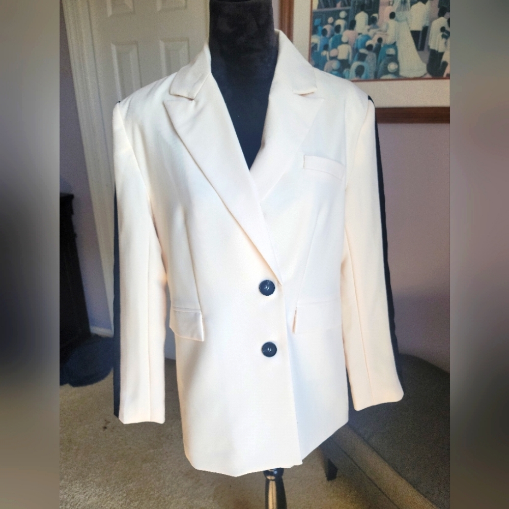 4th & Reckless blazer with black stripe sleeves, size M